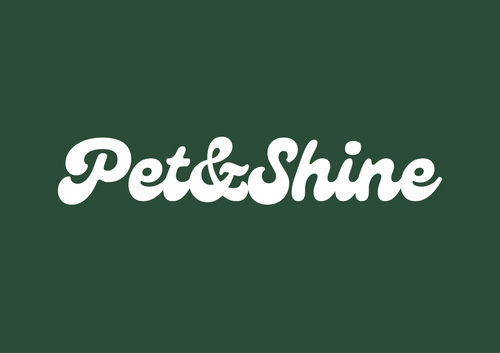 White 'Pet&Shine' logo text centered on a solid dark green background.
